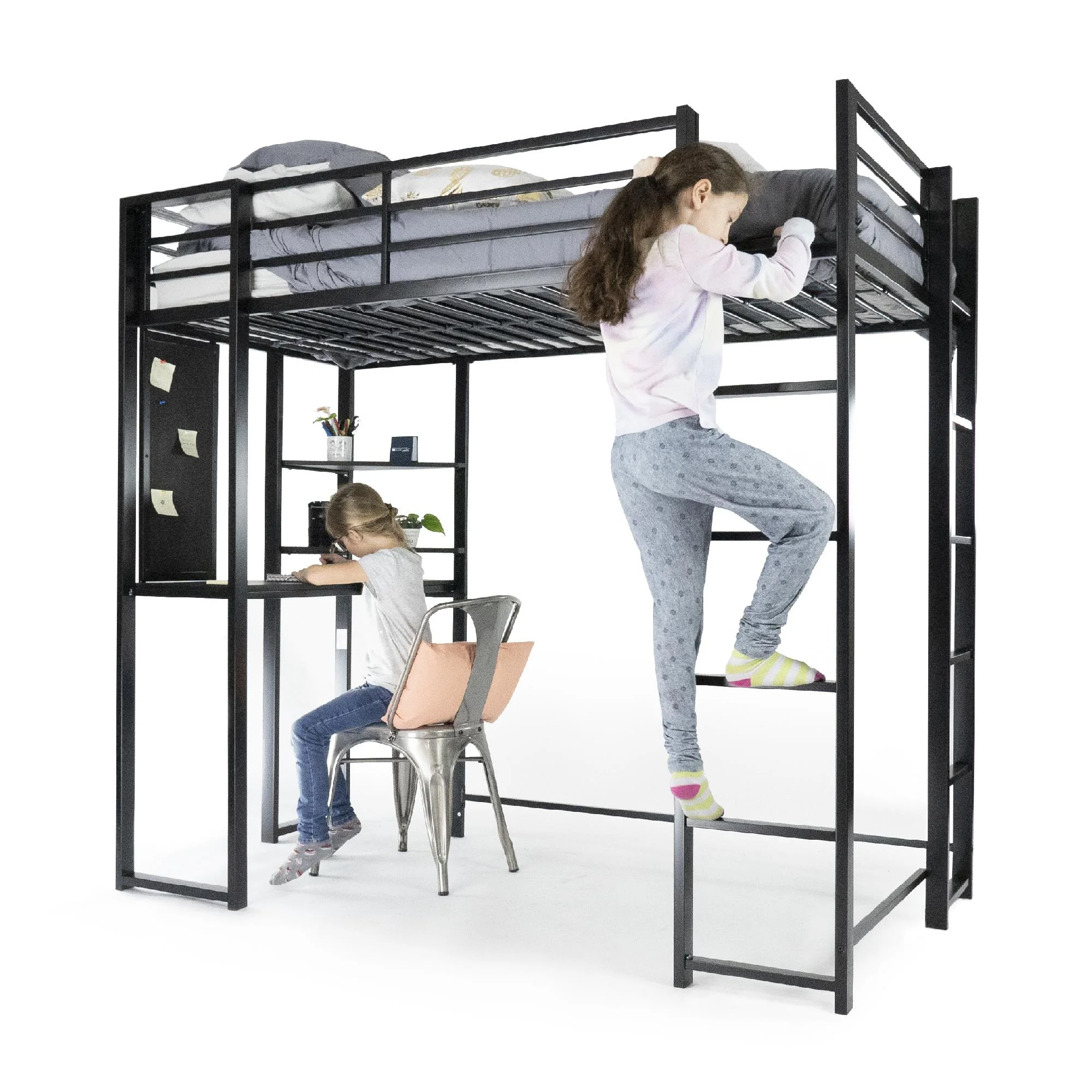DHP Abode Full Size Metal Loft Bed, Black