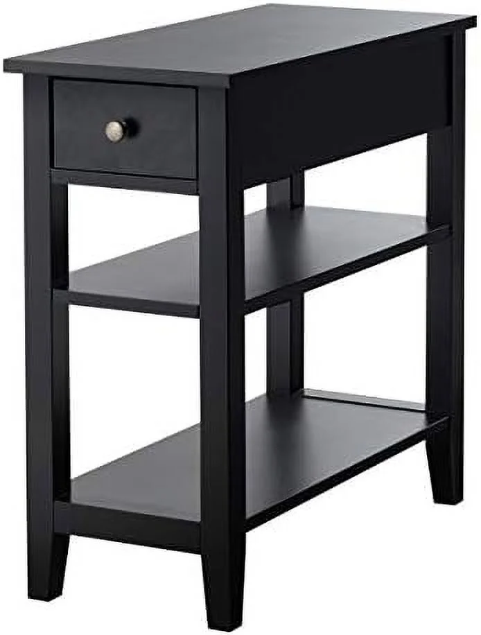 YZboomLife Narrow End Table Set of 2 Small with Drawer and Wood Accent Sofa Table Skinny Nightstand for Small Space Living Room Bedroom Espresso