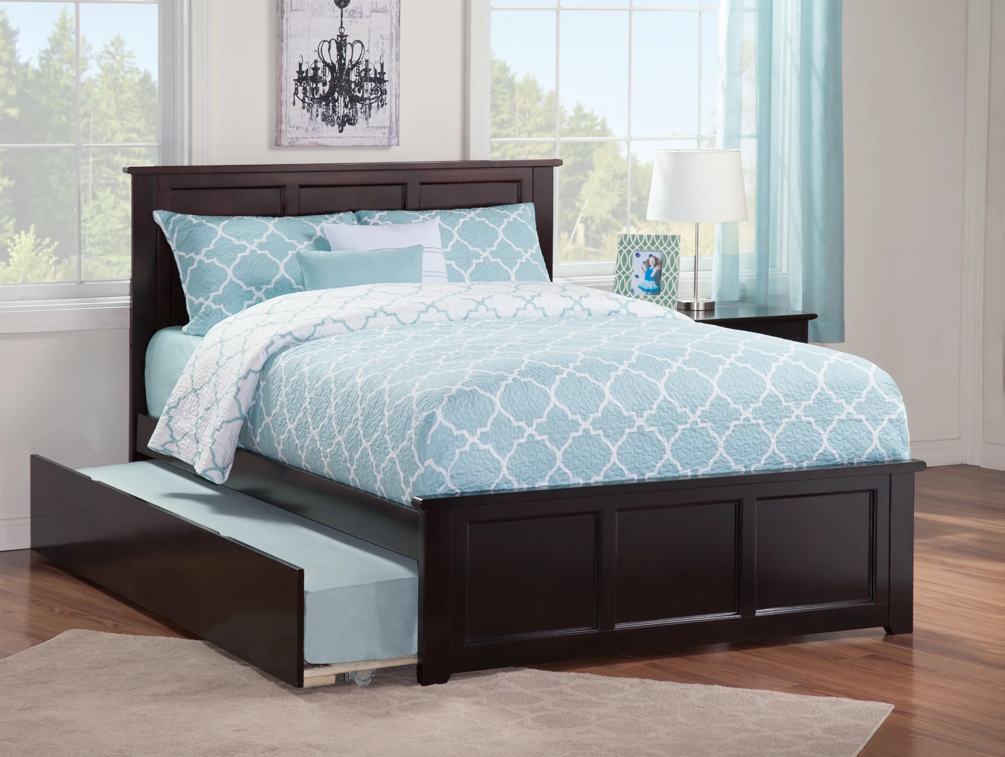 AFI Madison Solid Wood Full Platform Bed with Twin Trundle in Espresso