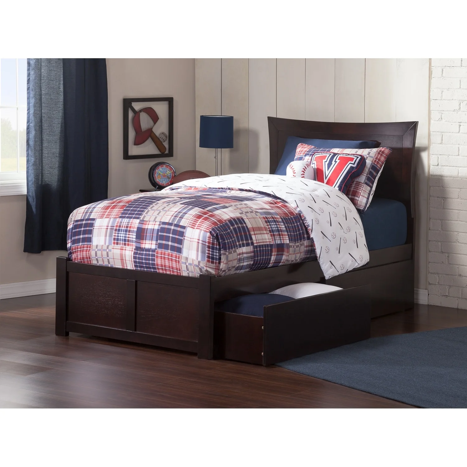 AFI Metro Twin XL Platform Bed with Footboard and 2 Drawers in Espresso