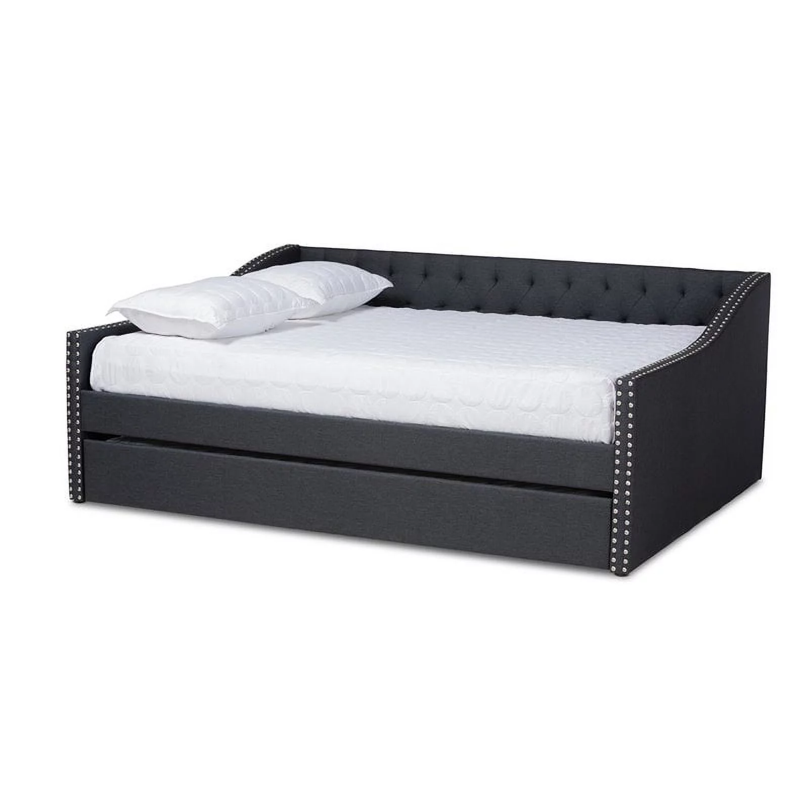 Bowery Hill Modern Fabric Upholstered Full Daybed with Trundle in Dark Gray
