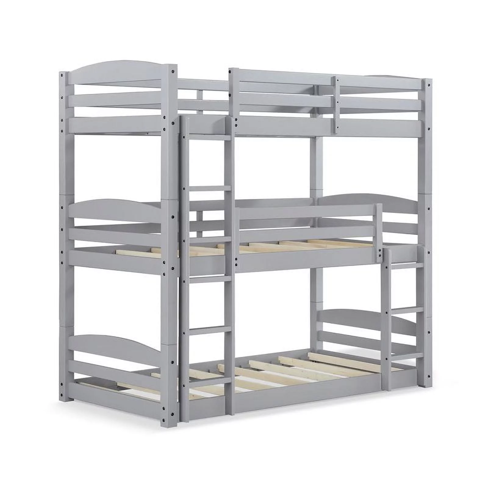 Dorel Living Sierra Traditional Triple Floor Wood Bunk Bed in Gray