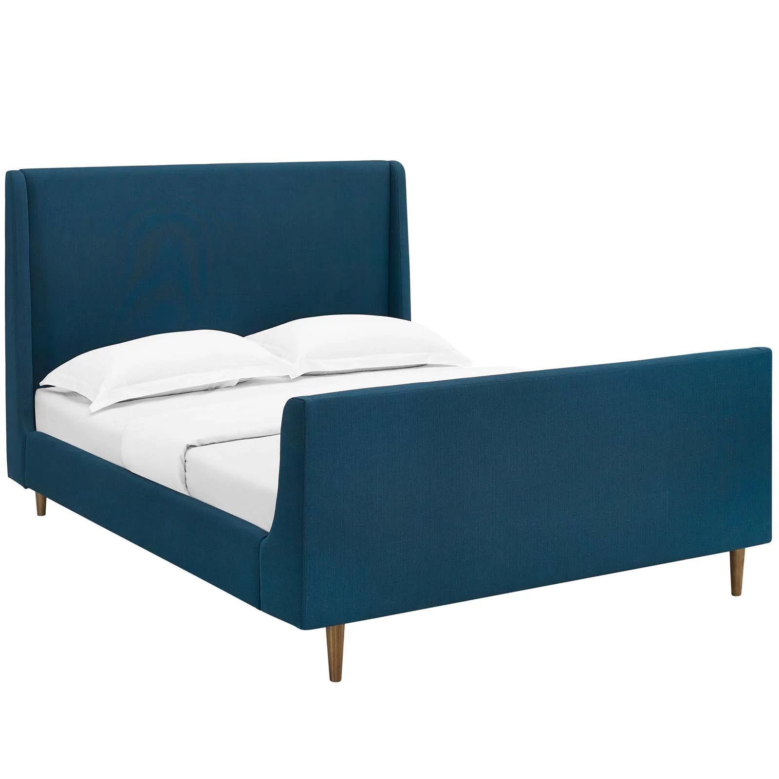 Modway Aubree Queen Upholstered Fabric Sleigh Platform Bed in Azure