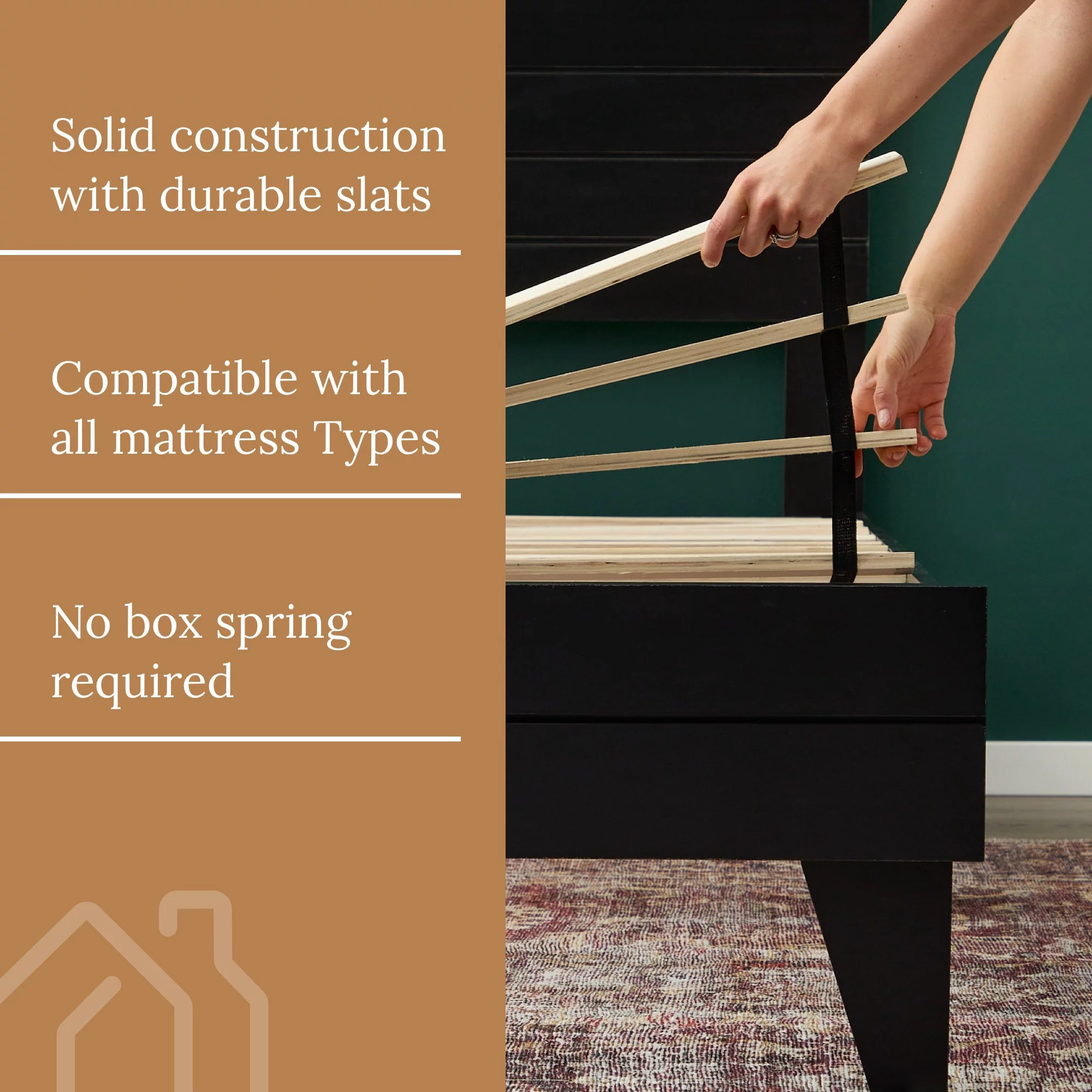 Rest Haven Shadowood Shiplap Platform Bed, King, Black