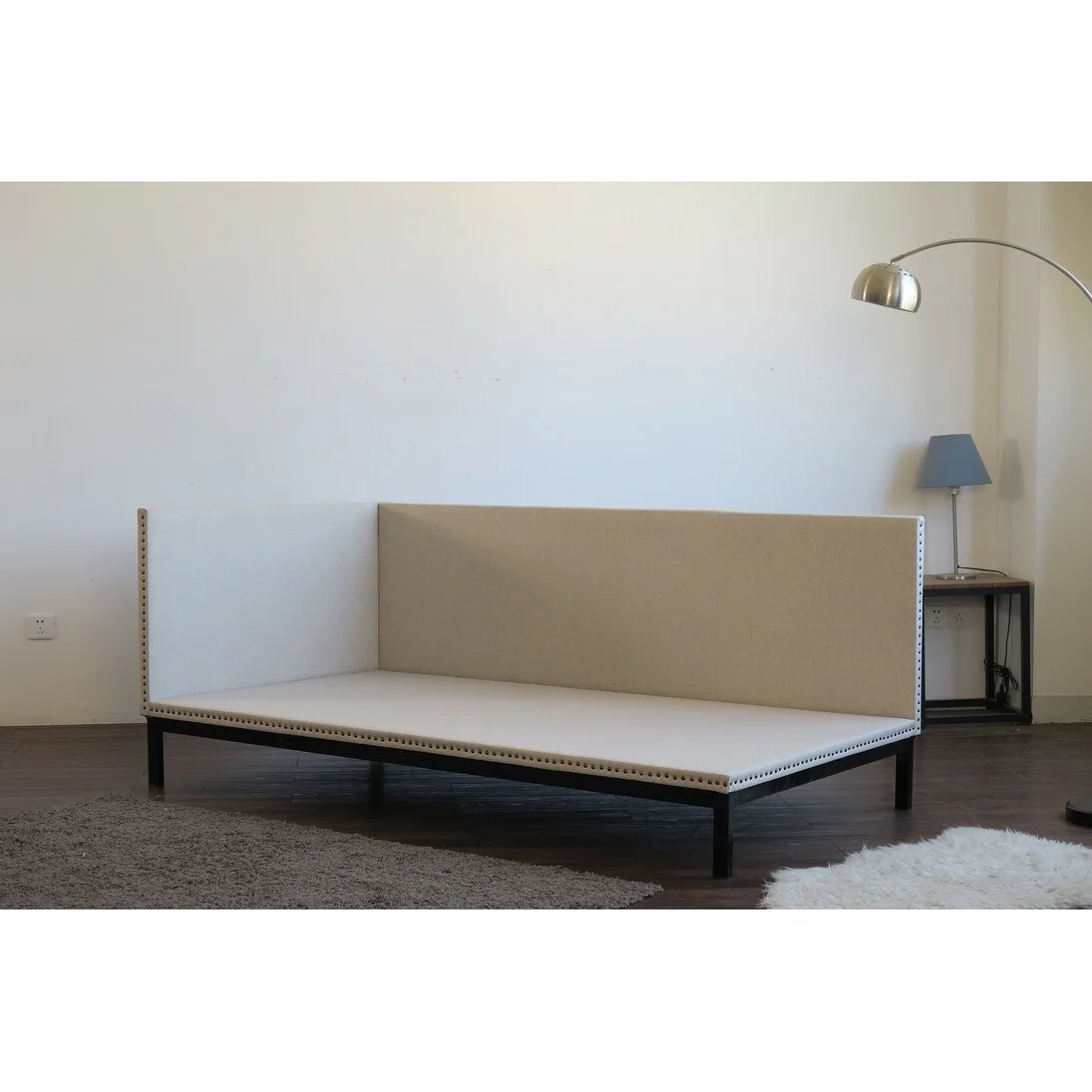 DG Casa Povel Upholstered Nailhead Trim Twin Platform Daybed Charcoal