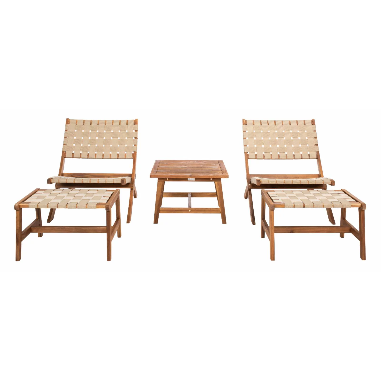 SAFAVIEH Darryl Outdoor Patio 5 Piece Conversation Set, Natural/Black