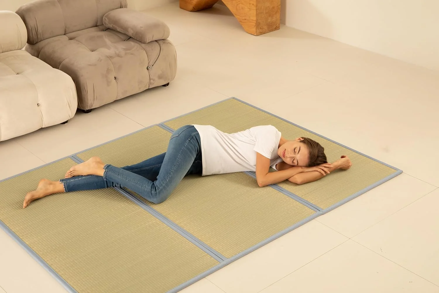 YINCHEN Tatami Mat Japanese Foldable Mattress Full Size Japanese Floor Bed Mattress Rush Grass (Full)