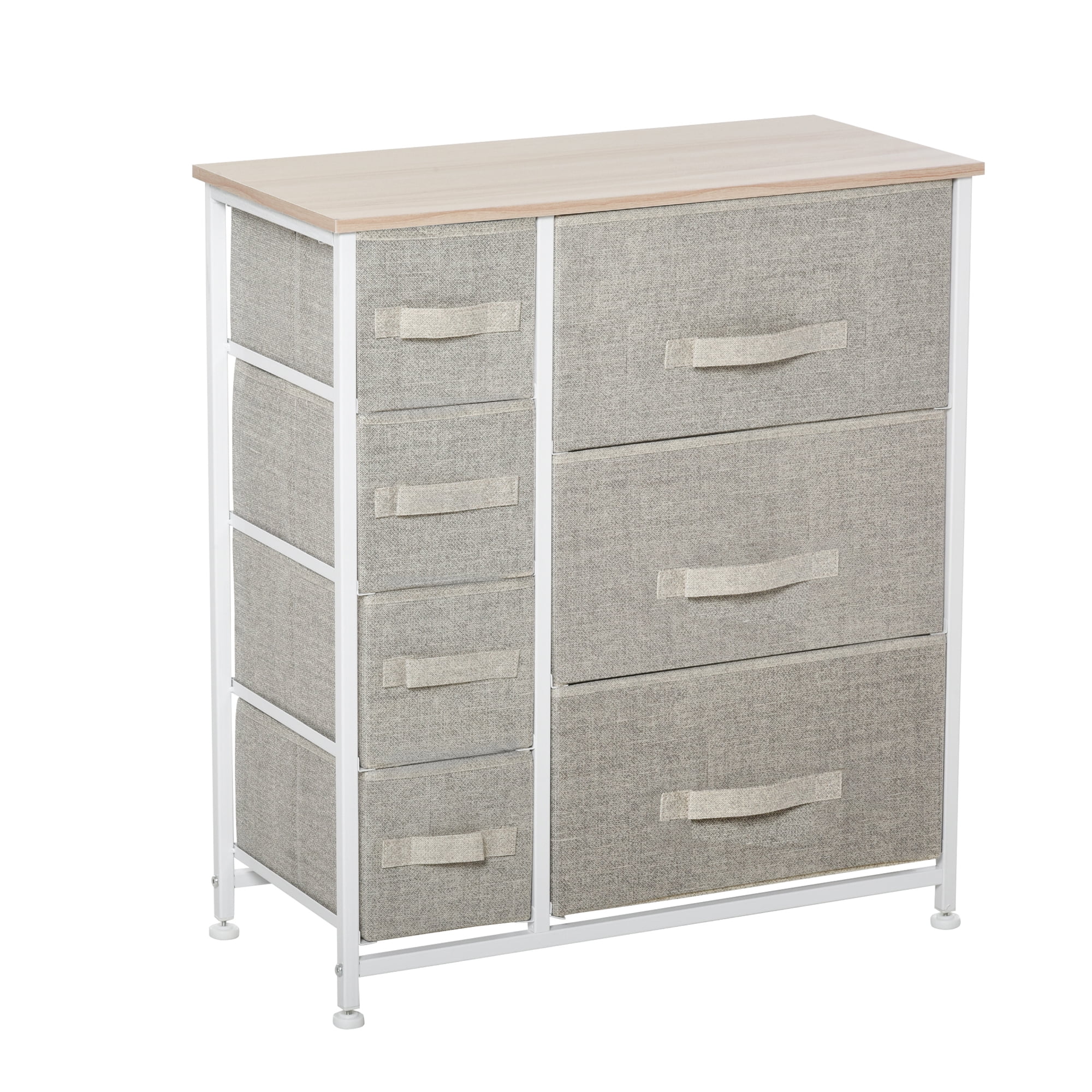 HOMCOM 7-Drawer Dresser Storage Tower Cabinet Organizer Unit, Easy Pull Fabric Bins with Metal Frame for Bedroom, Closets, Grey