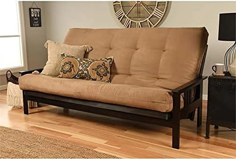 Full Size Spring Futon Mattress Replacement, Suede Fabric Sleeper Sofa Bed Mattress, Brown