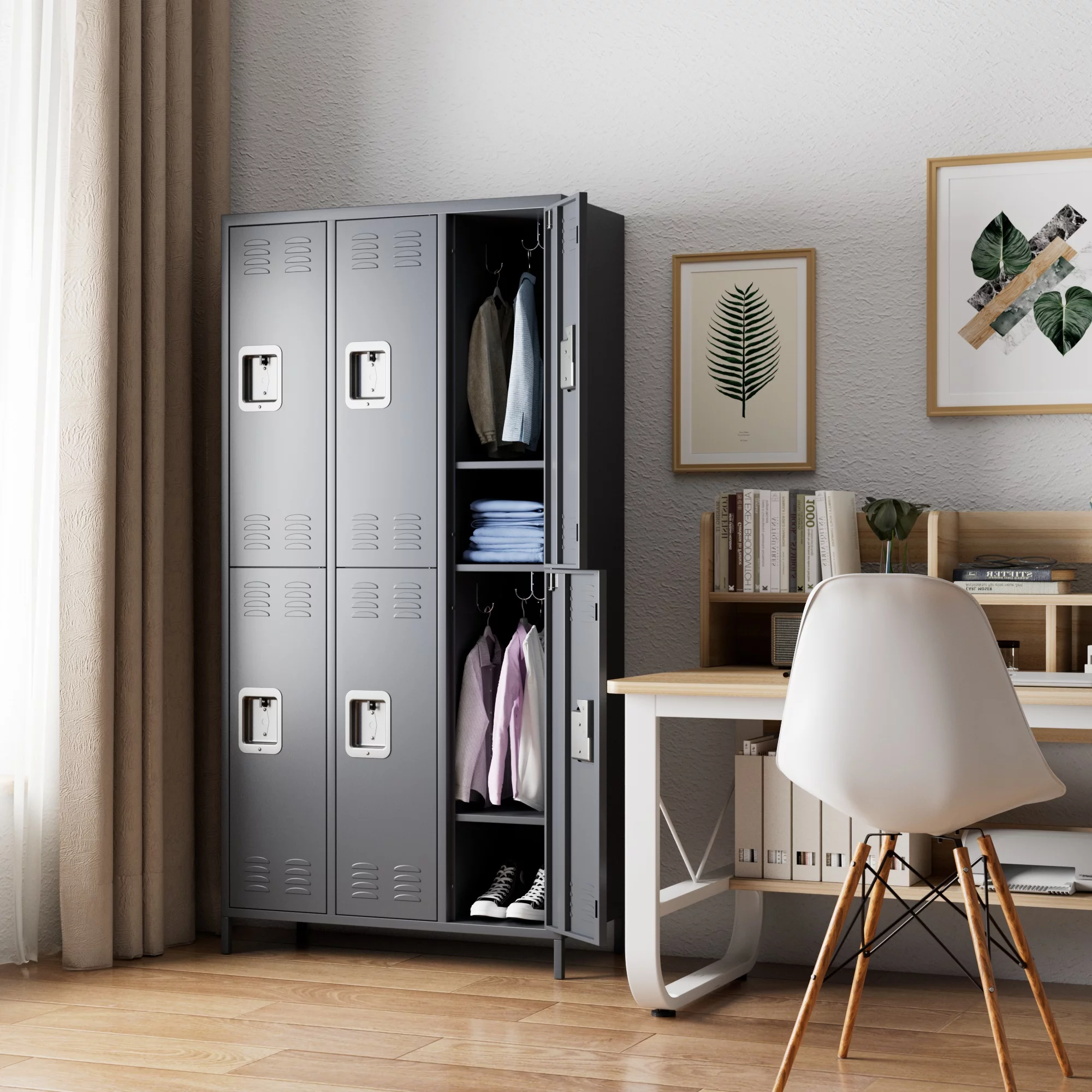 JAORD Metal Storage Locker with 6 Doors Large Steel Cabinet for Gym,Garage,Living Room,Office,School with Locking Doors