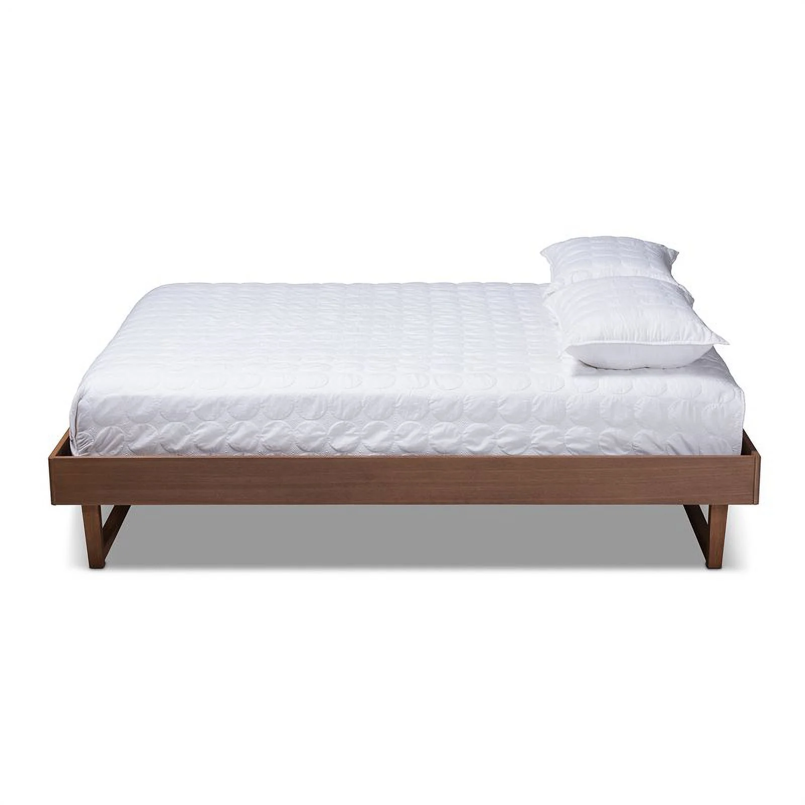 Bowery Hill Mid-Century Wood Queen Platform Bed in Walnut Brown