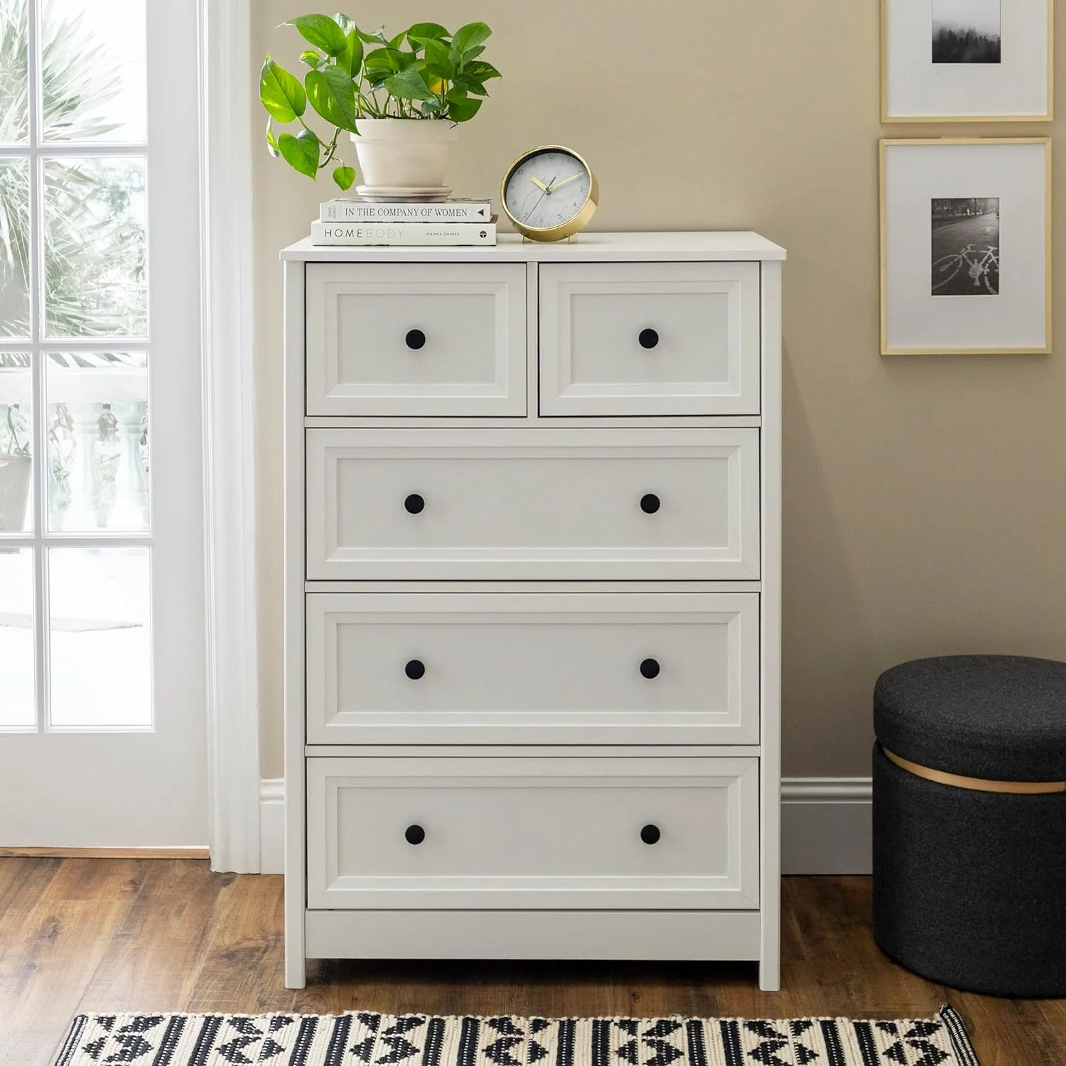 HBBOOMLIFE Tahnee 5-Drawer Solid Wood Dresser  29 Inch  White
