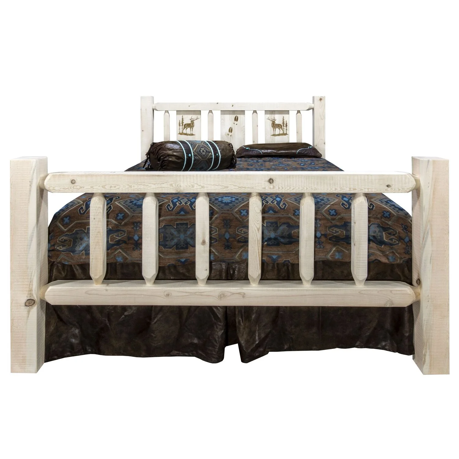 Homestead Collection Twin Bed w/ Laser Engraved Elk Design, Ready to Finish