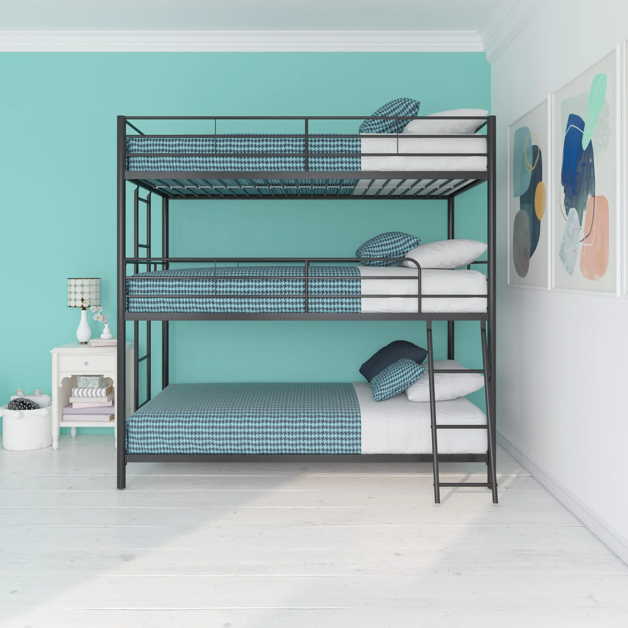 DHP Everleigh Triple Twin Metal Bunk Bed, Black