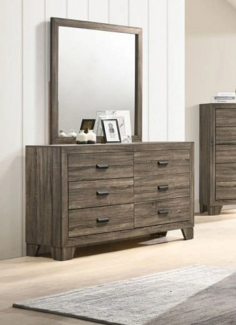 Traditional Grey Color Panel Bed Dresser Mirror Nightstand Set 4Pc Full Size Bedroom