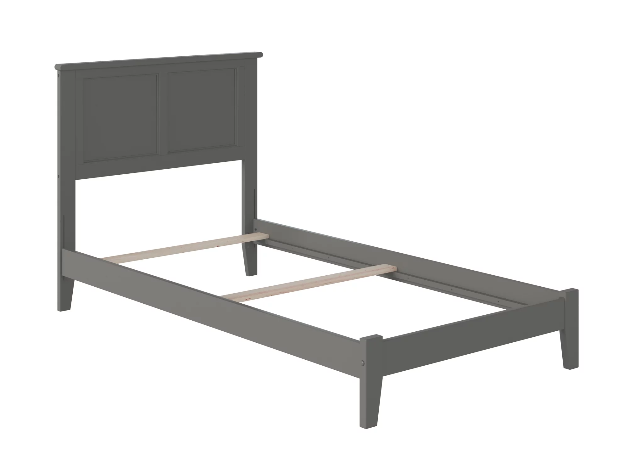 AFI Madison Twin Solid Wood Traditional Bed with Panel Headboard in Grey