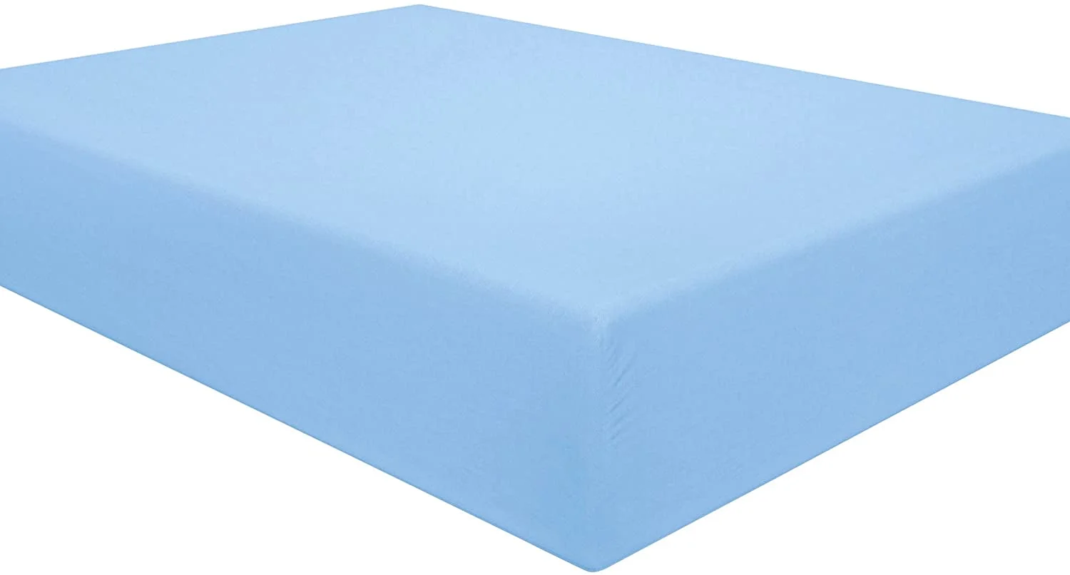 Amay 800TC Organic Cotton Emperor Size Fitted Sheet ( 84X84 ) Fits Mattress Upto 10-12 inches, Light Blue Solid