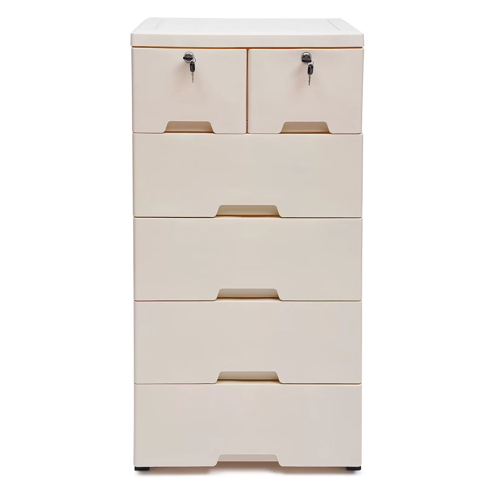 6 Drawers Dresser, Plastic Tower Closet Organizer with Wheels Locks Clothes Toys Storage Box Morandi/ Macaron/White 19.69*13.78*40.16inch