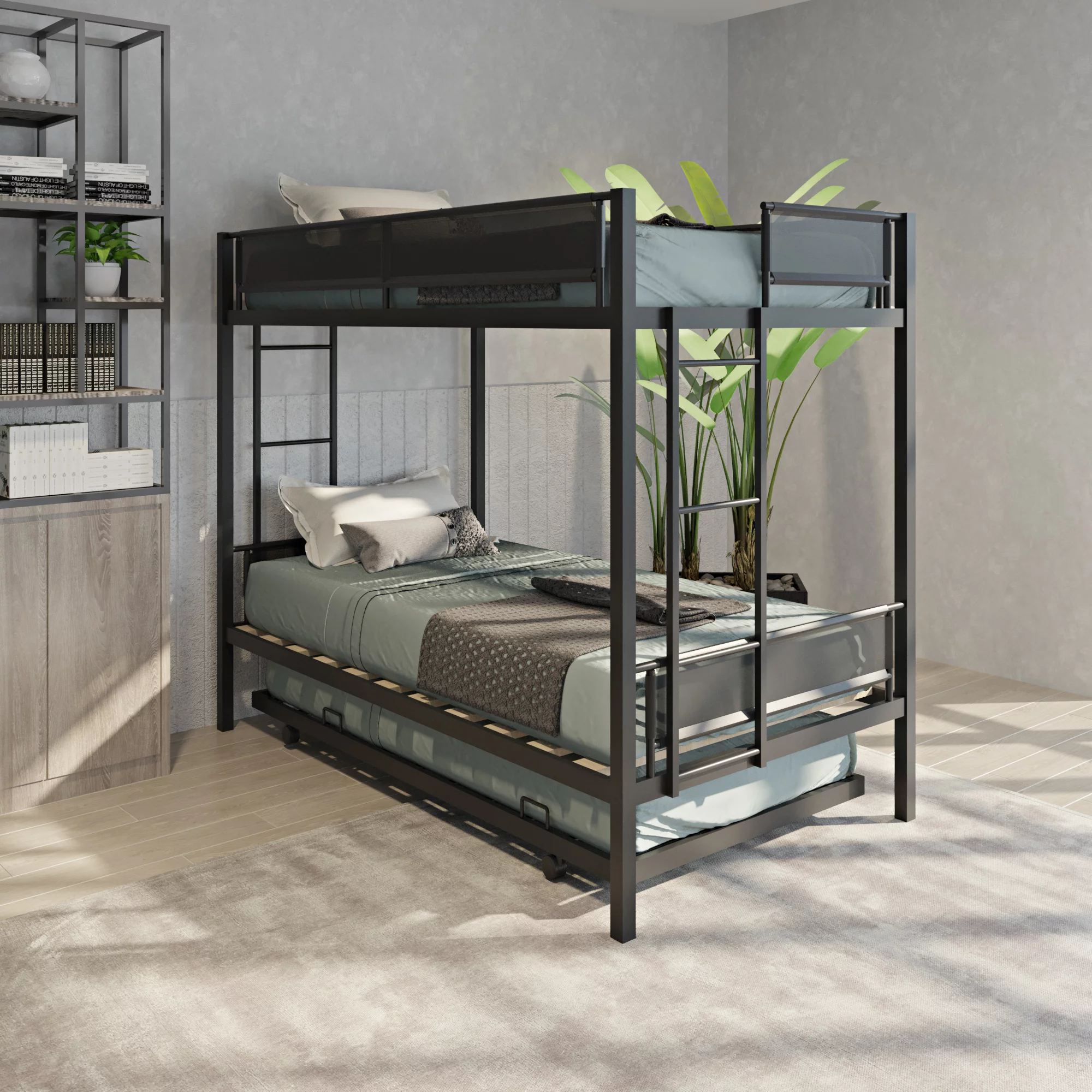 Single Bunk Bed with Casters 77.95