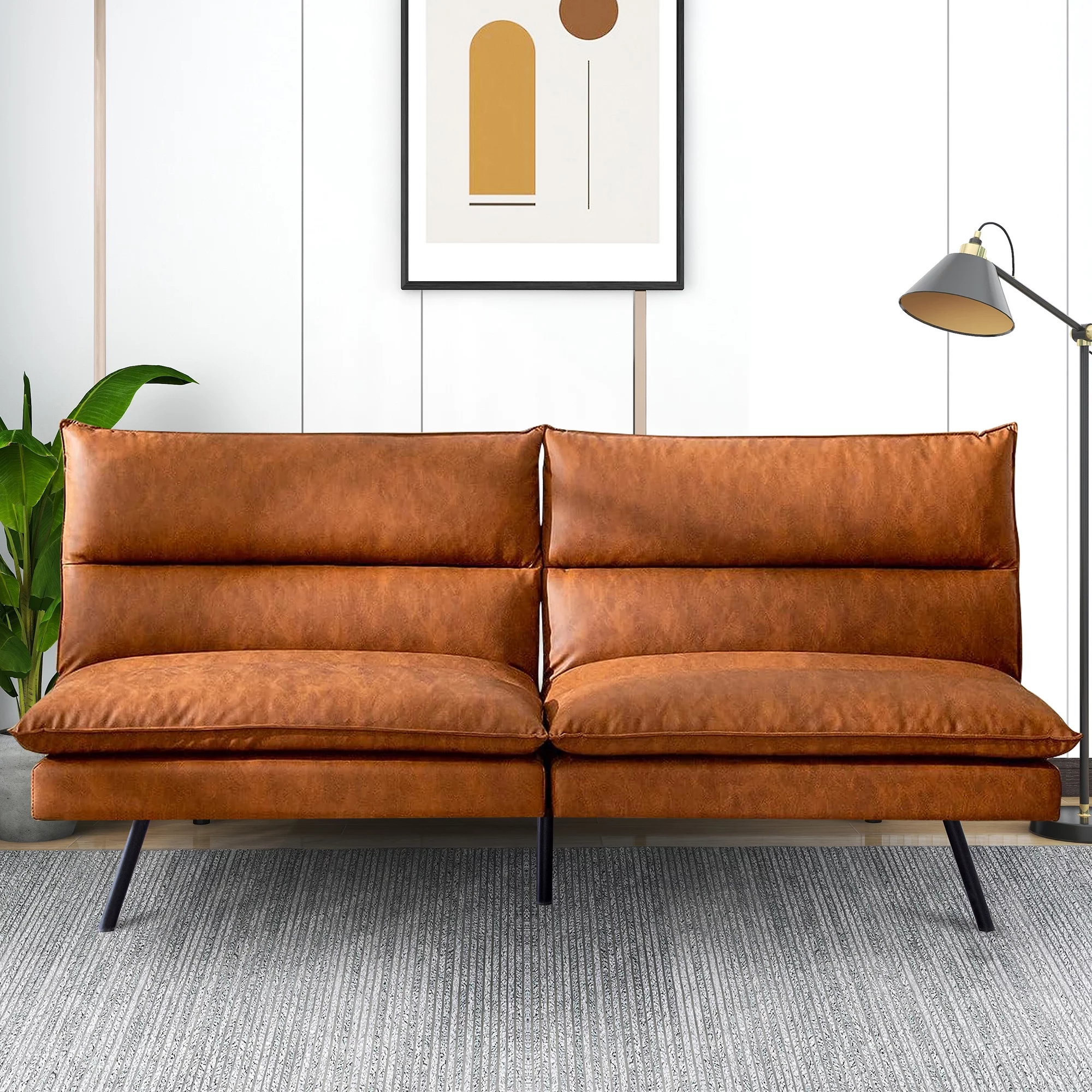 Airdown Convertible Sofa Bed, Modern Sleeper Sofa Couch for Living Rooms, Spare Rooms, Offices(Brown)