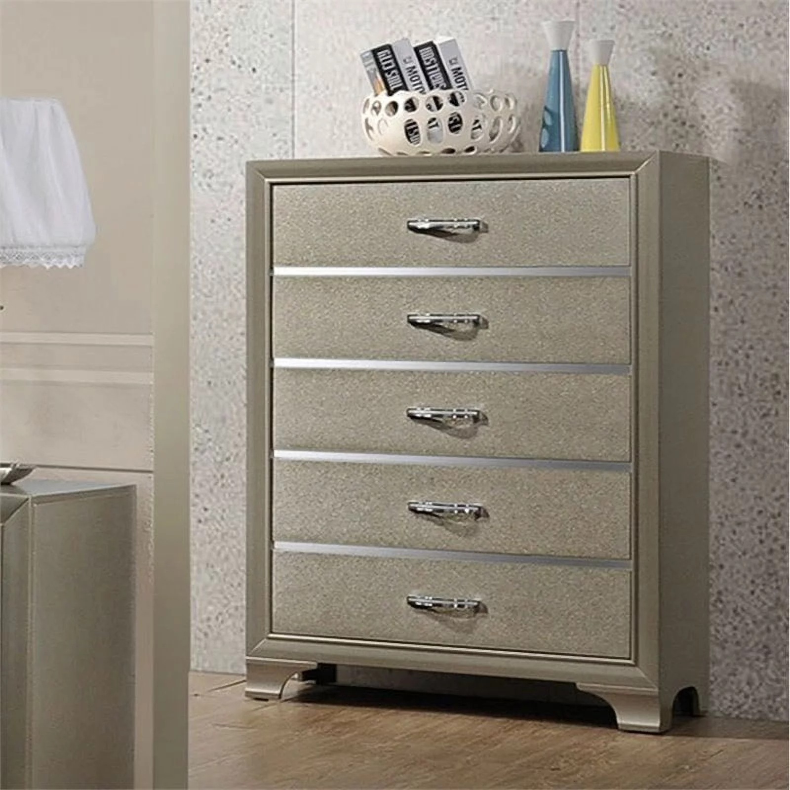 Acme Furniture Carine Champagne Chest with Five Drawers