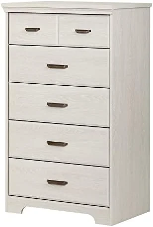 NLIBOOMLife Versa Collection 5-Drawer Dresser Winter Oak with Antique Handles
