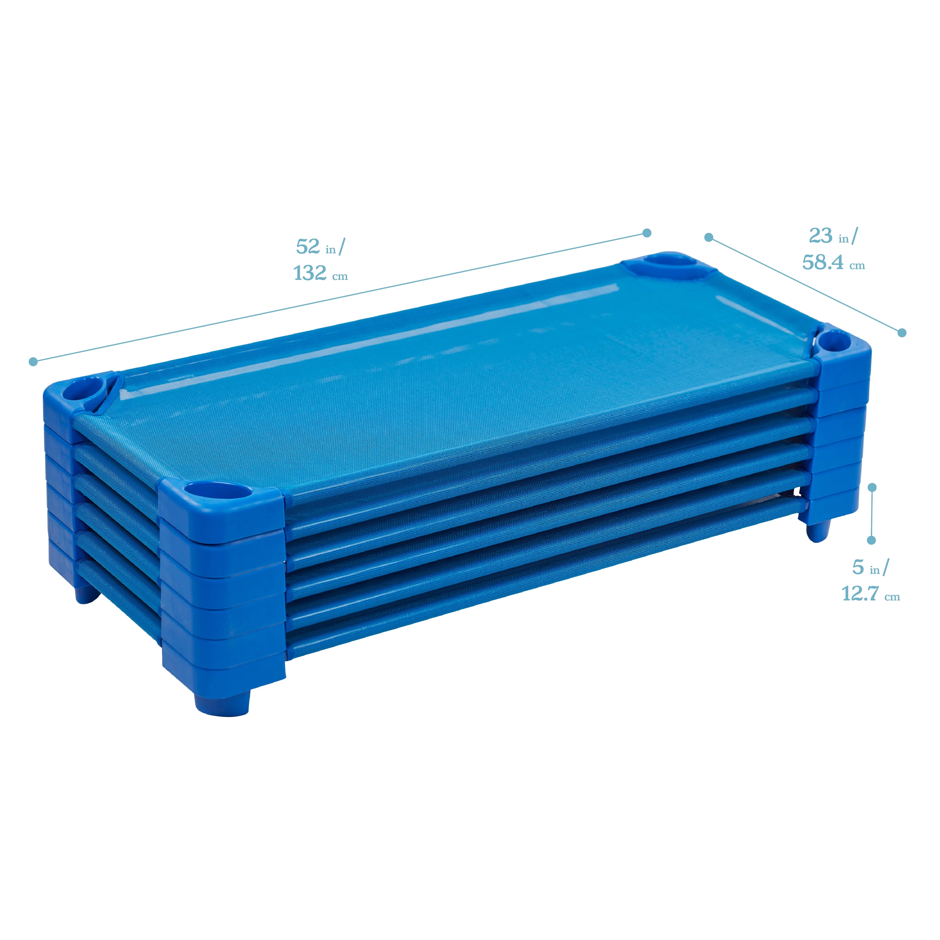 ECR4Kids Children’s Naptime Cot, Stackable Heavy-Duty Cot Bed, Ready-to-Assemble, 6-Pack - Blue