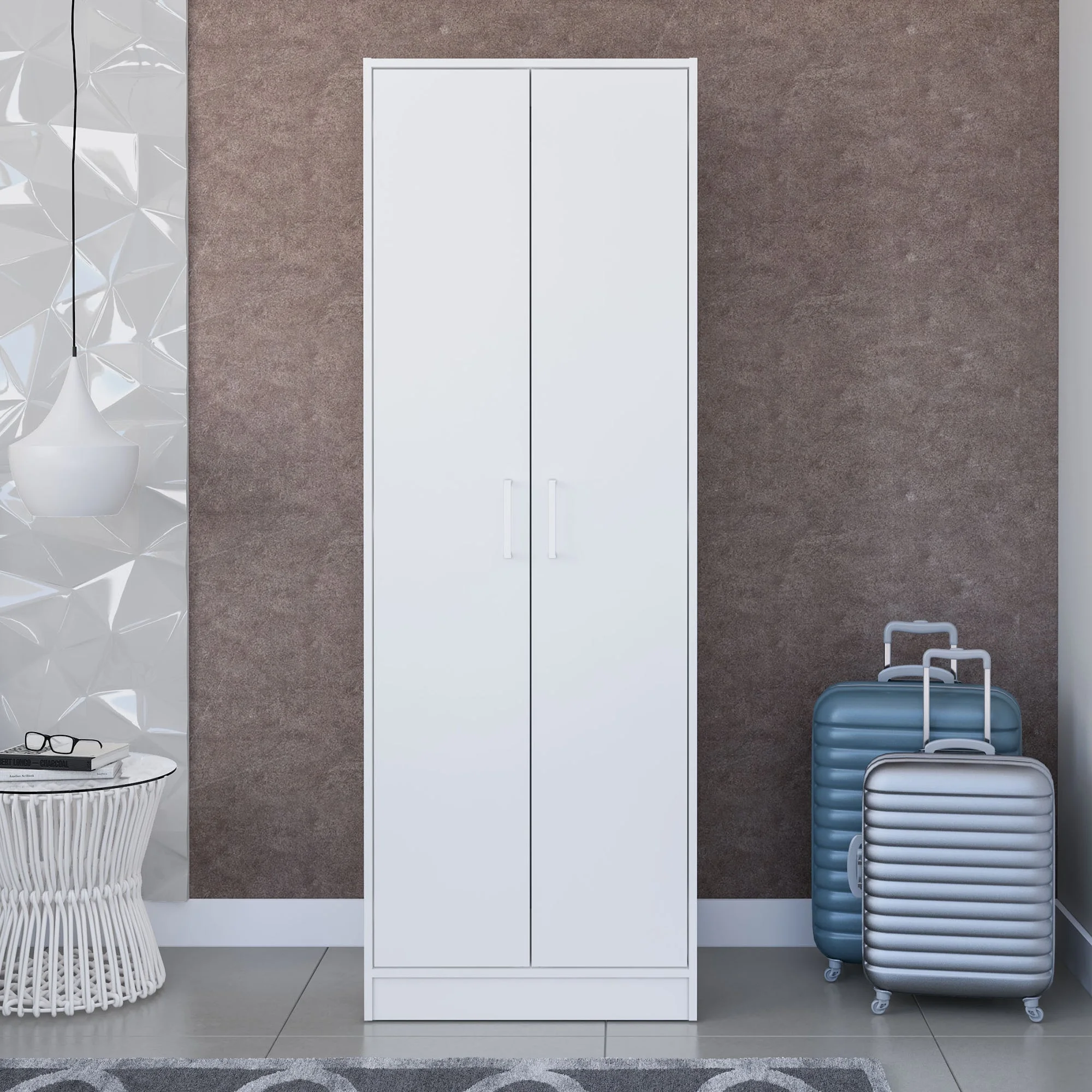 Boahaus Jena Bedroom Armoire for Adults, 2-Doors, White, Manufactured Wood, for Bedroom