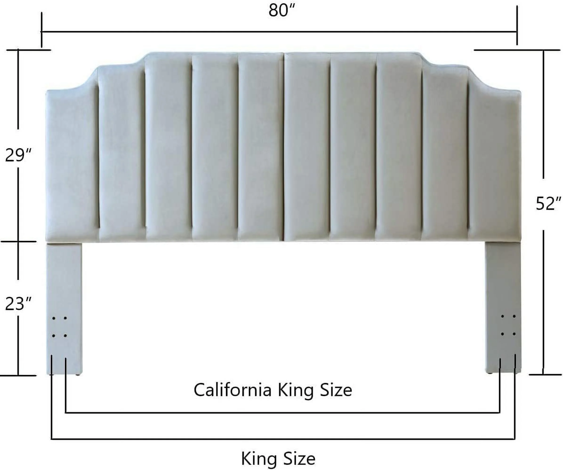 YINCHEN Modern Gray Velvet Upholstered King/Cal King Headboard, Tufted Headboard for King/Cal King Bed, Modern Vertical Channel Design with Curved Tufted King Head Board-Gray
