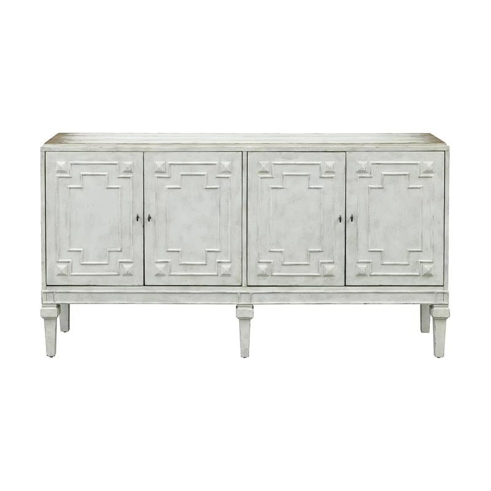Pemberly Row Modern / Contemporary White Finish Four Door Credenza