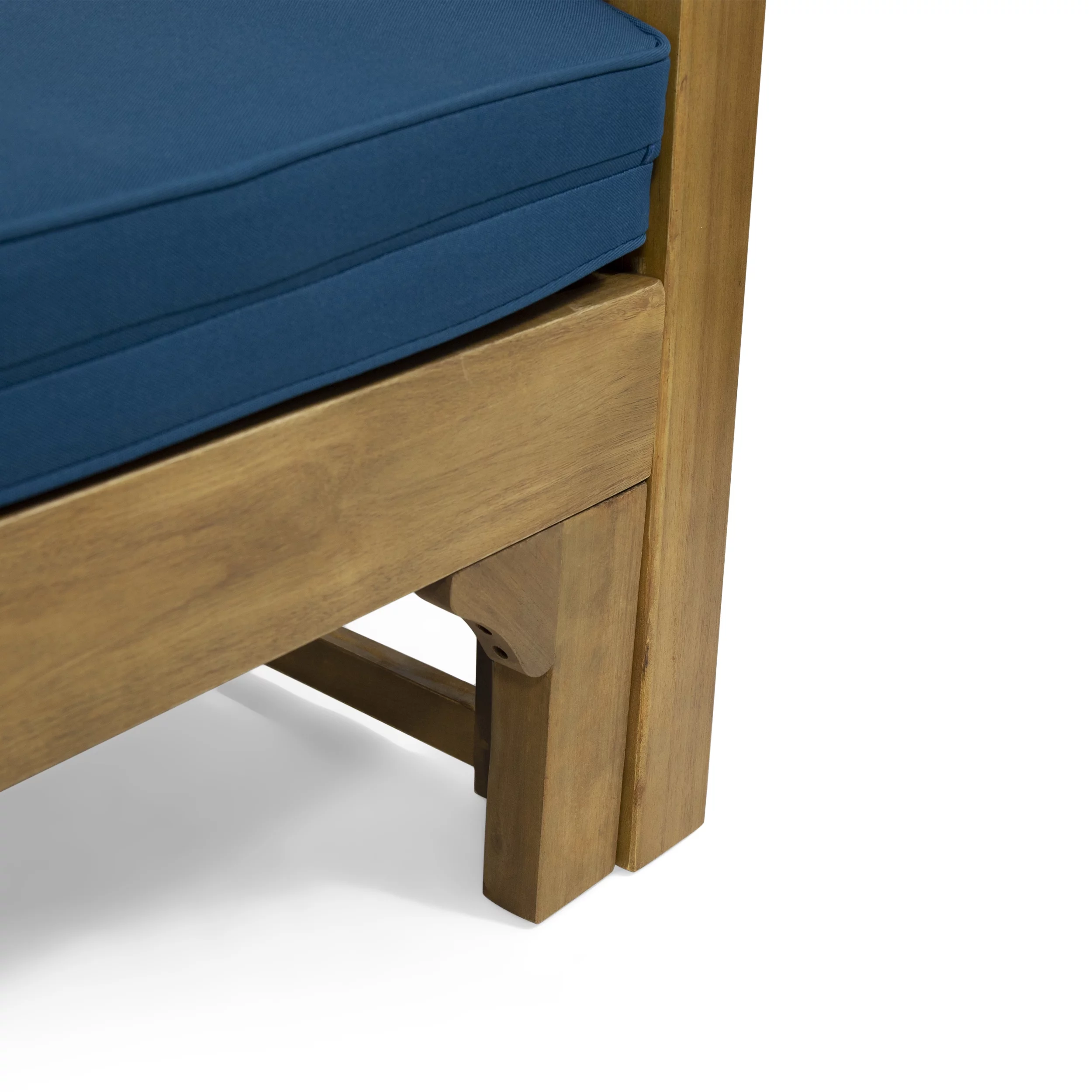 Noble House Reyes Outdoor Acacia Wood Extendable Daybed Sofa, Teak and Dark Teal