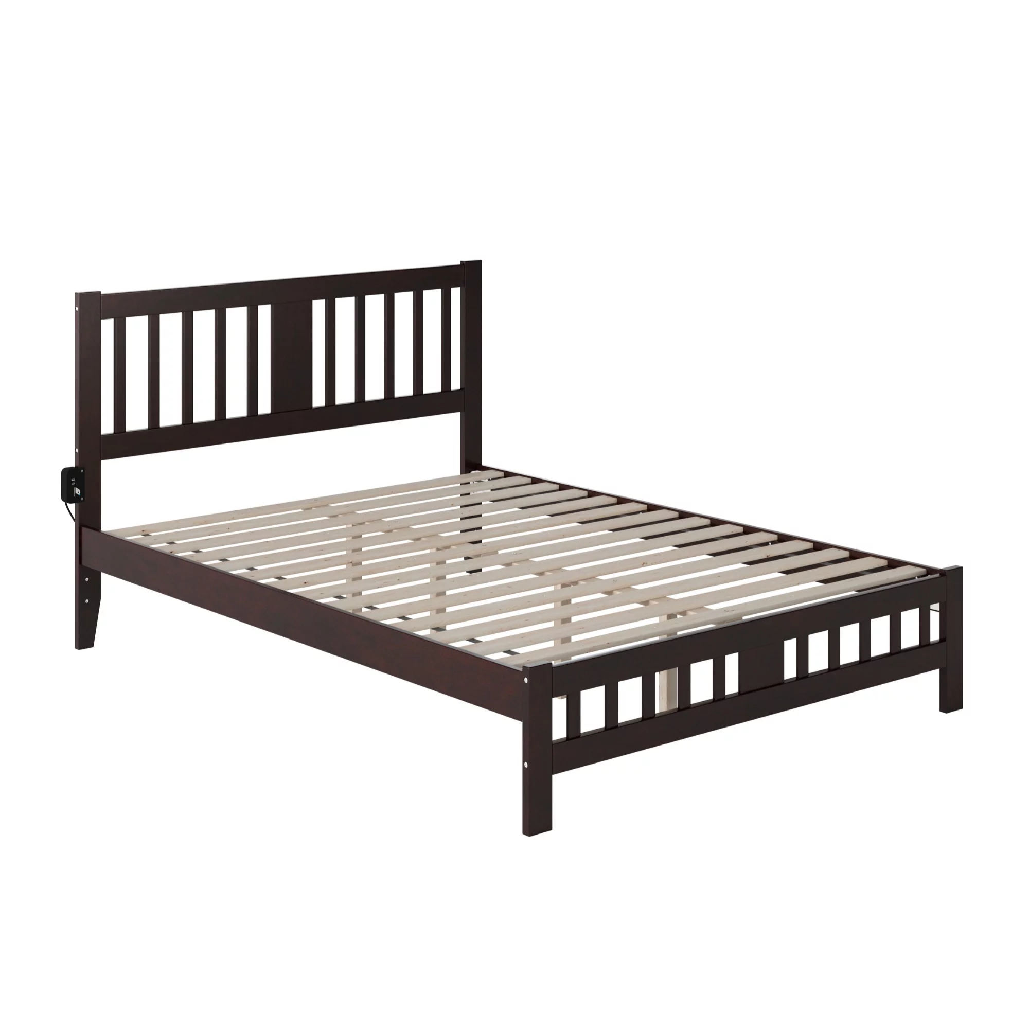 AFI Tahoe Solid Wood Queen Bed with Footboard and USB Charger in Espresso