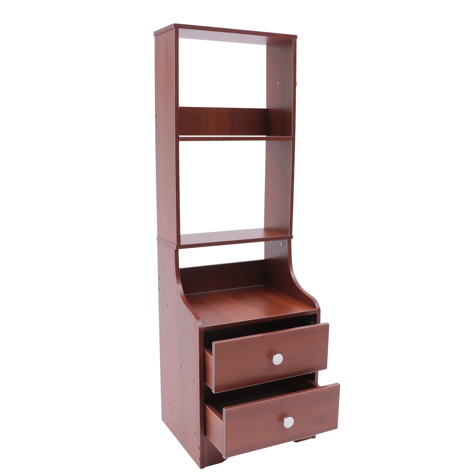 Modern Large Capacity Bedside Table, Nightstand Tall Bed End Table Bedroom Bedside Cabinet Shelf with 2 Drawers 14.57*11.81*44.88in