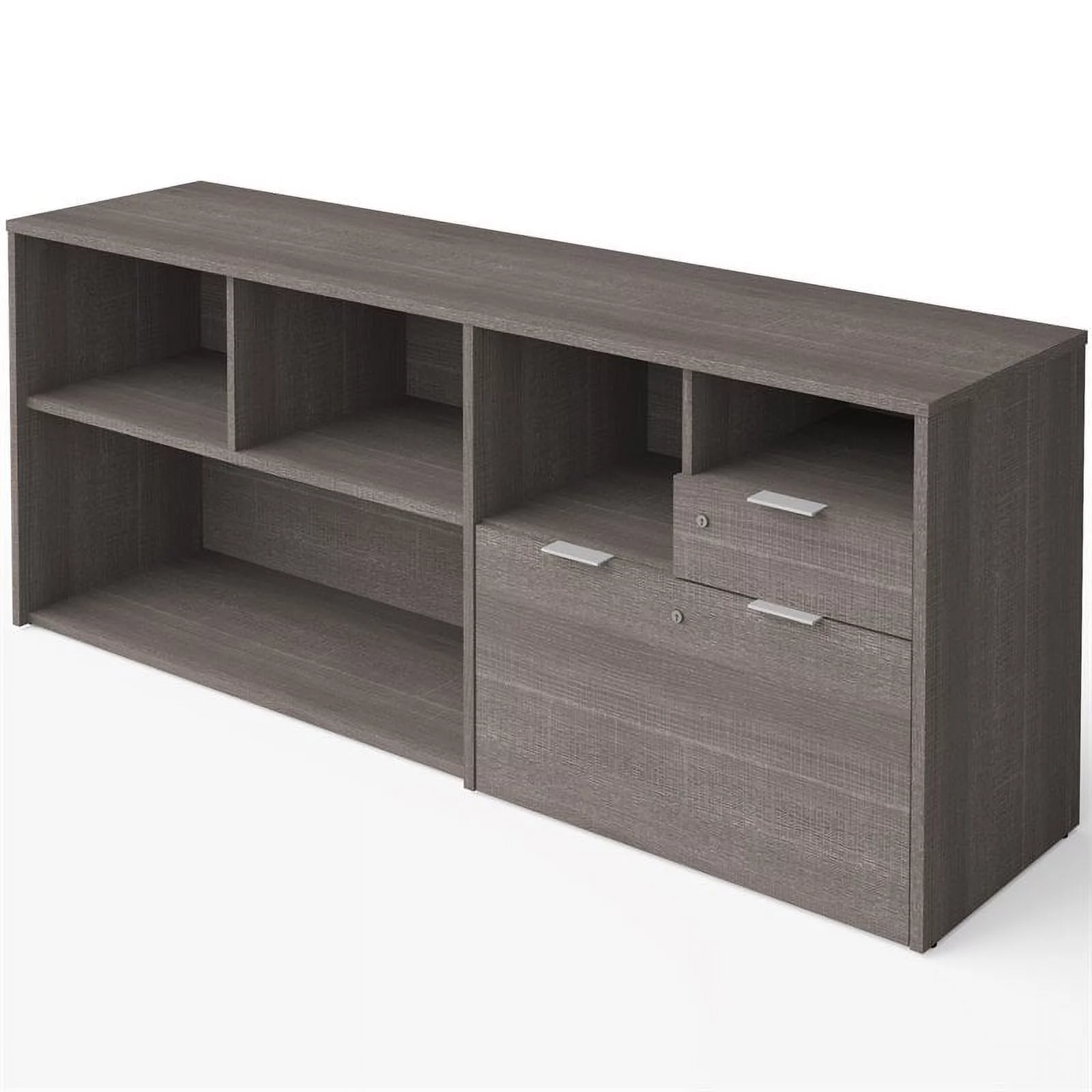 Bestar i3 Plus 72W Credenza with 2 Drawers in bark grey