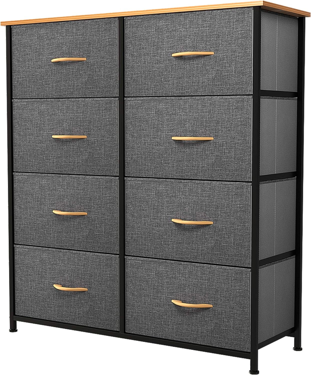 NLIBOOMLife Fabric Dresser with 8 Easy Pull Drawers Steel Frame and Wooden Top Dressers for Bedroom Closets Entryway Nursery Dorm Room - Dark Gray