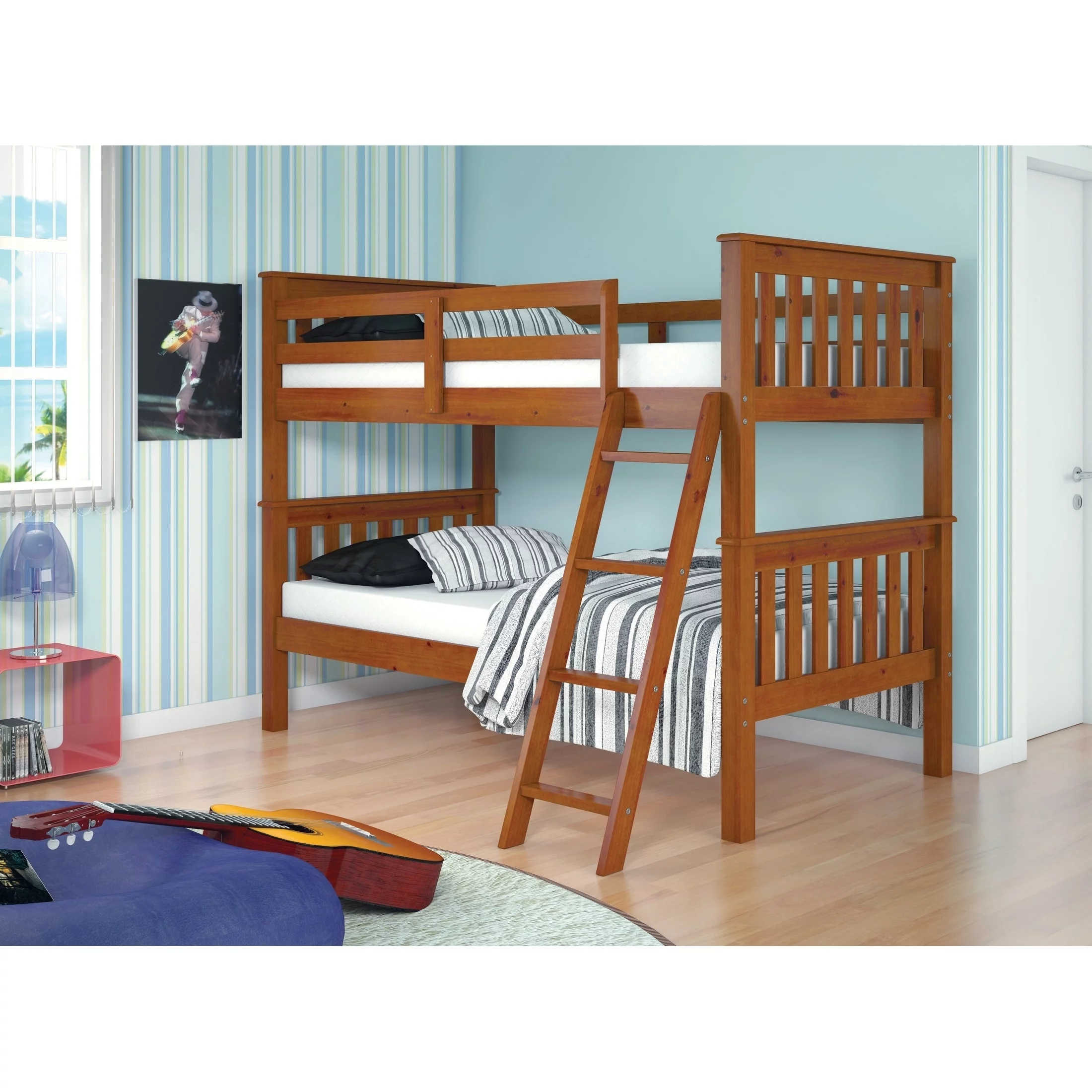 Pivot Direct PD-120-1CP-TT Twin Size Mission Bunk Bed with Tilt Ladder - Dark Cappuccino