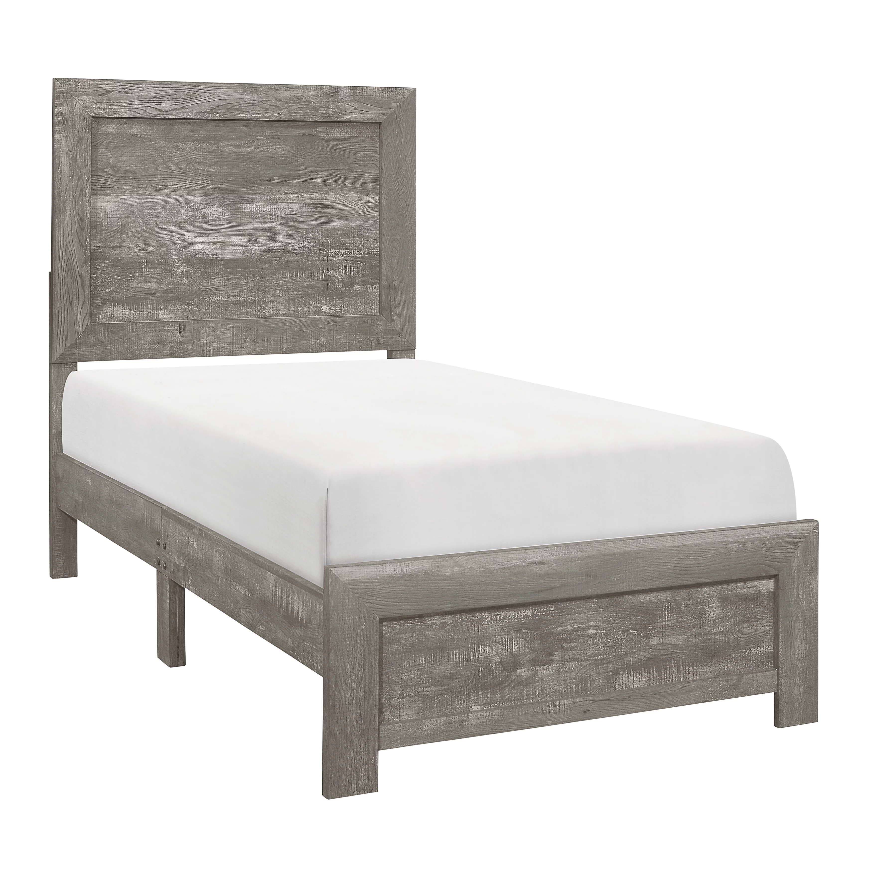 Modern Rustic Style Twin Size Bed 1pc Gray Finish Bedroom Furniture