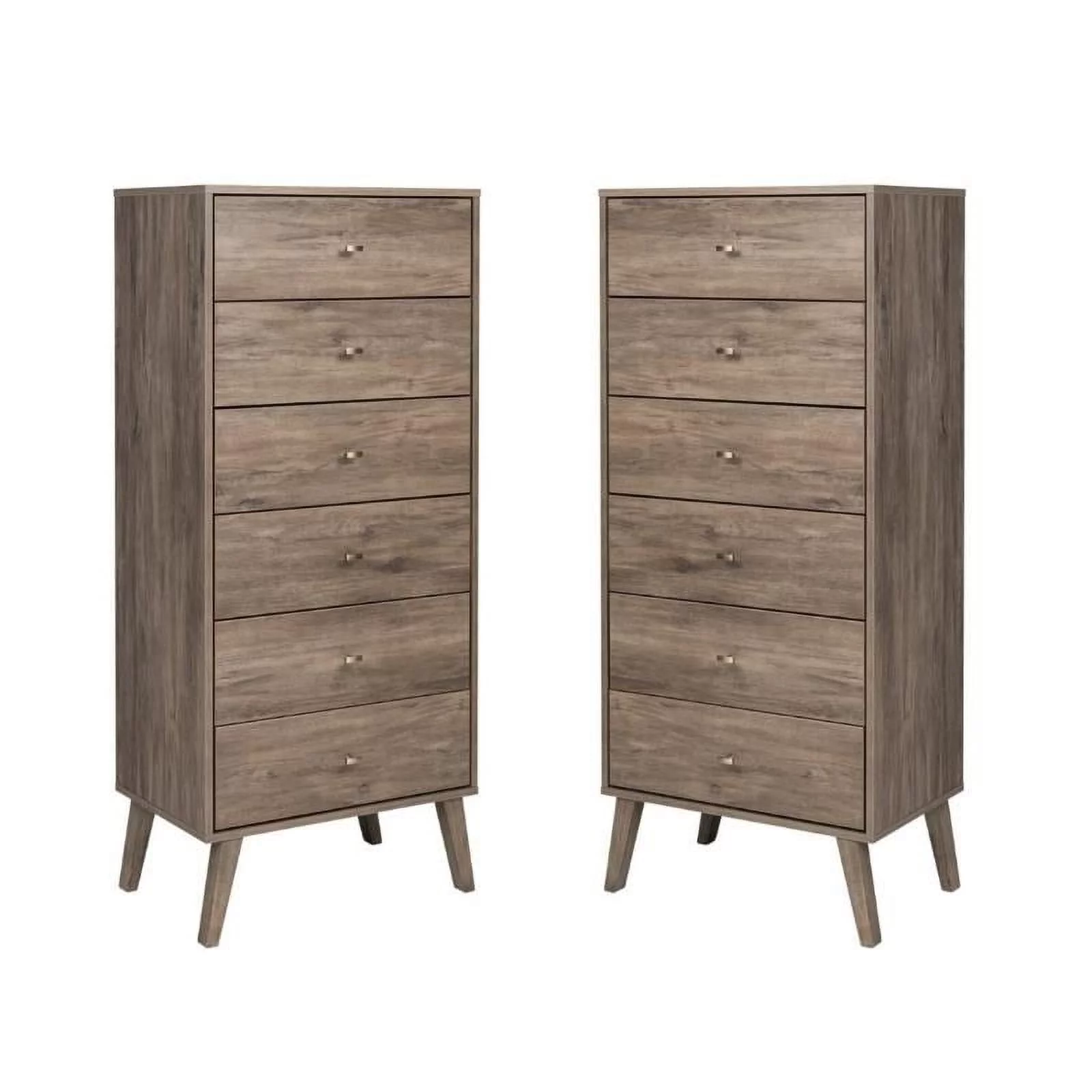 Home Square 6 Drawer Wood Chest Set in Drifted Gray (Set of 2)