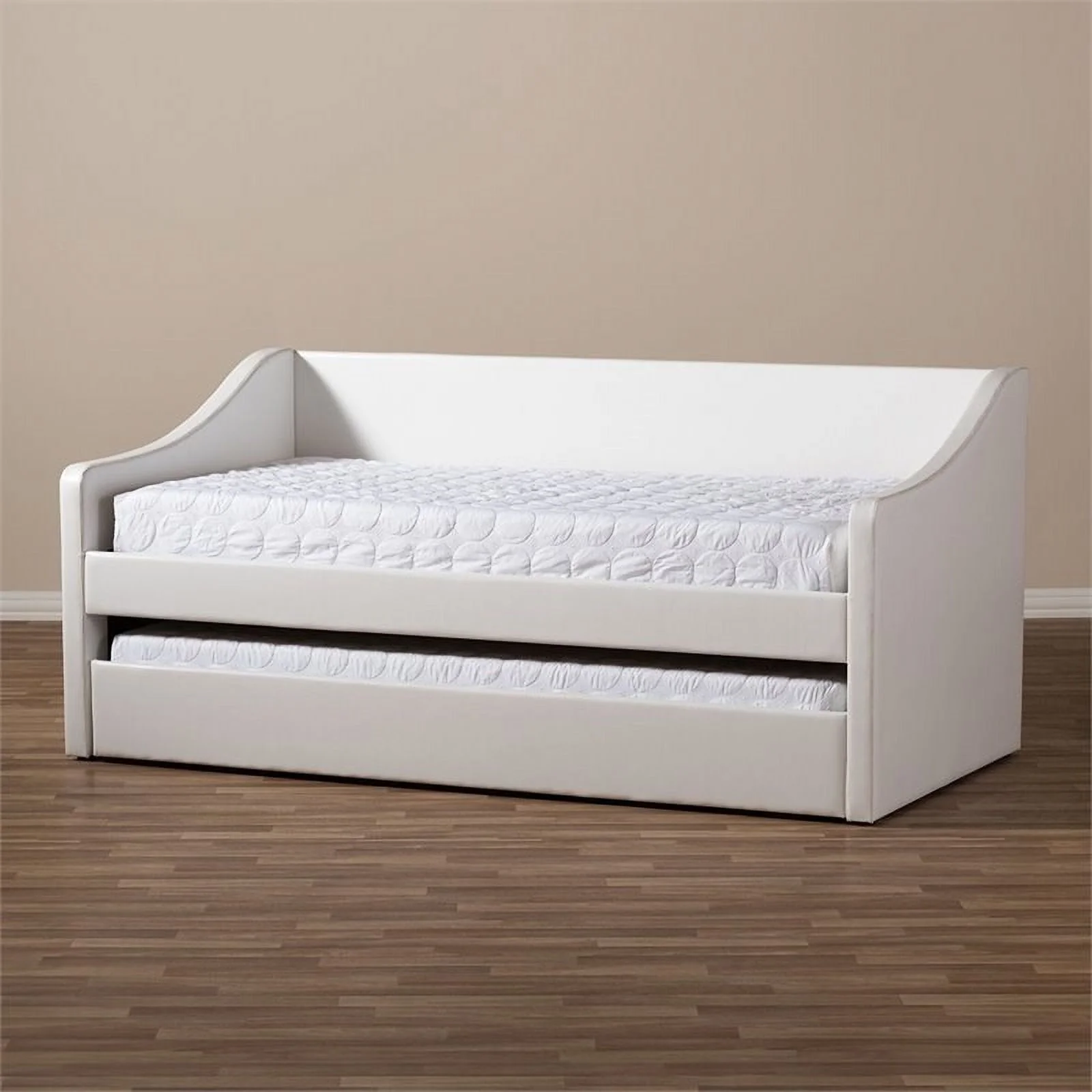 Bowery Hill Faux Leather Daybed with Trundle in White