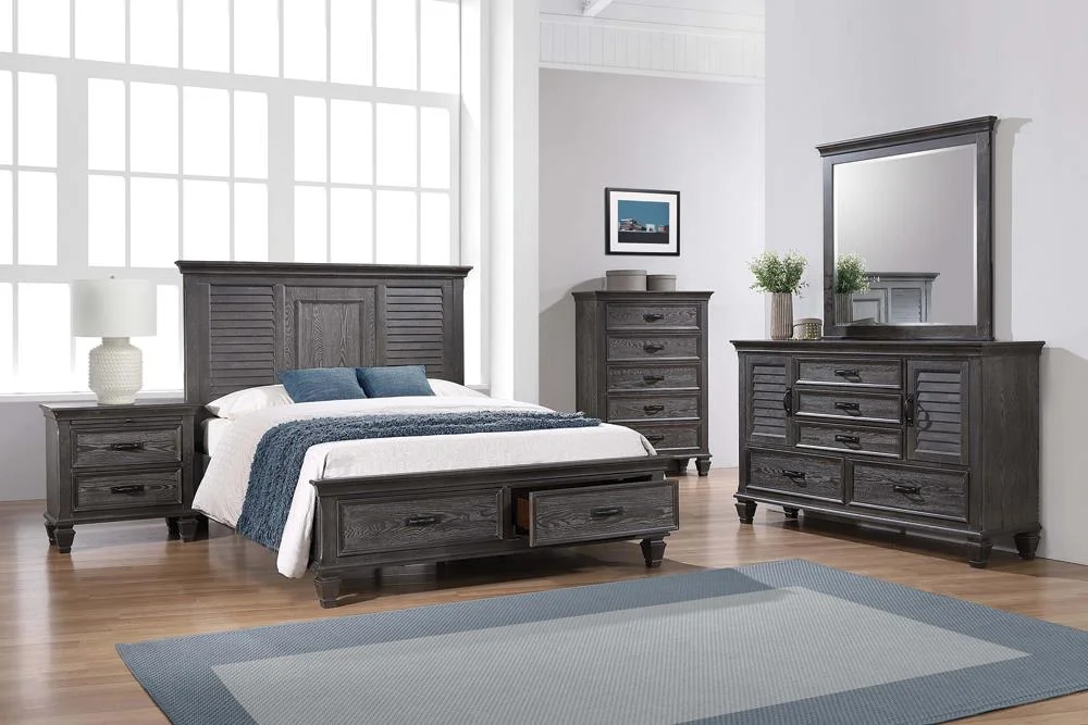 Coaster Franco Farmhouse Wood Eastern King Platform Storage Bed Weathered Sage