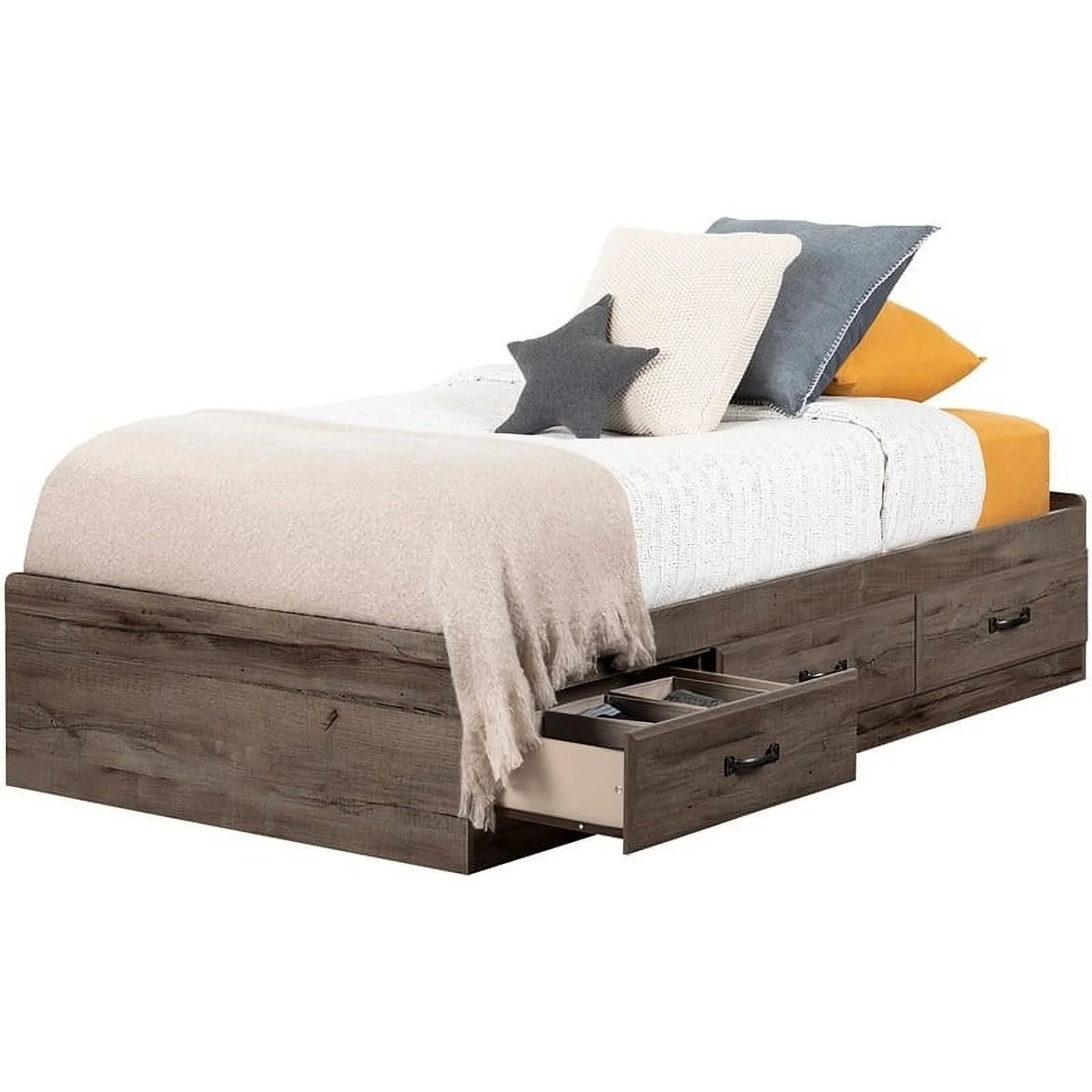Roseberry Kids Wood Twin Kids Mates Platform Bed in Fall Oak