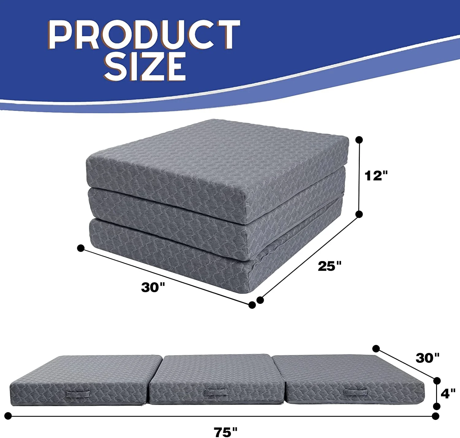 Popular MeMoreCool Folding Mattress 4-Inch Memory Foam Foldable Mattress  Trifold Mattress Futon/Camp/Travel Mattress Topper  Portable Mattress Floor Bed for Guest  Cushion & Floor Ma