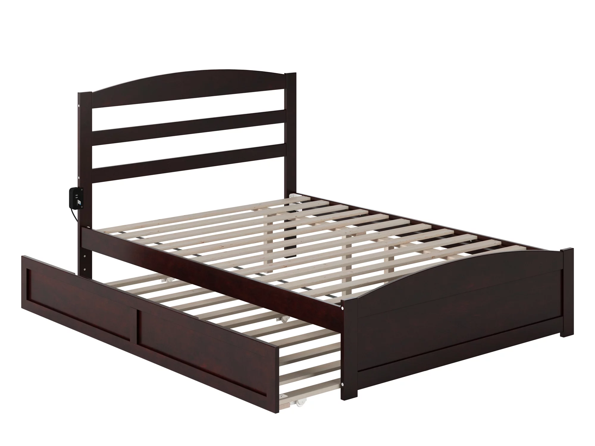 AFI Warren Full Wood Platform Bed with Headboard Footboard & Twin Trundle, Espresso