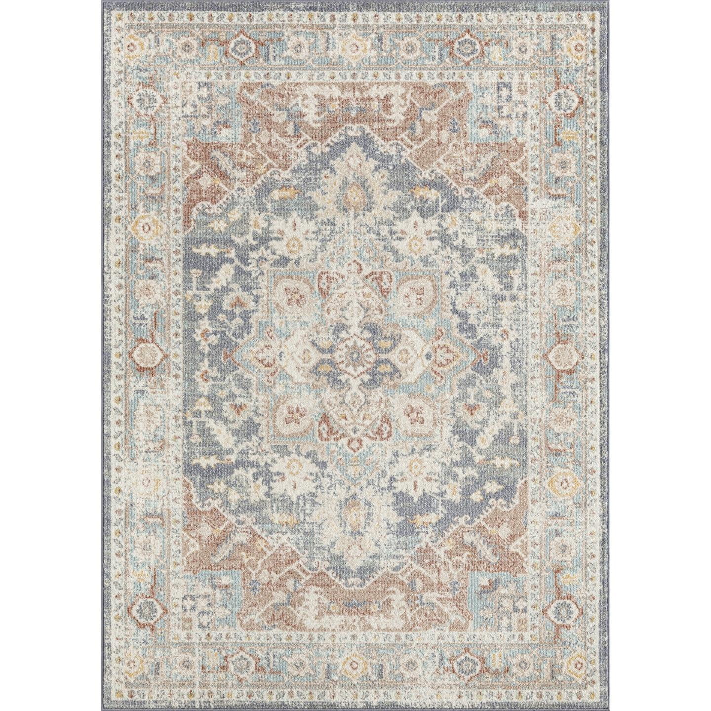 Luxe Weavers 8x10 Floral Area Rug, Cream Multicolor Medallion Living Room Carpet
