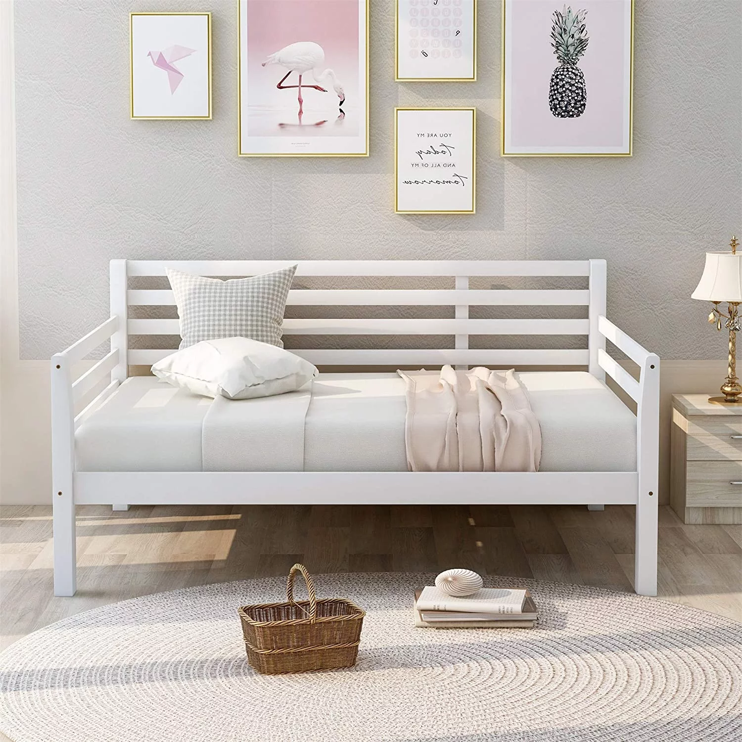Wooden Full Size Daybed With Clean Lines, White