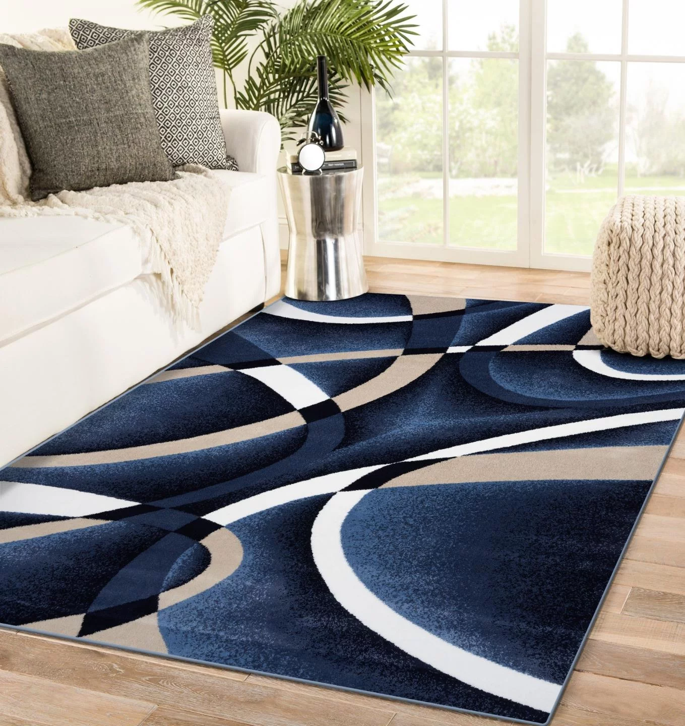 Luxe Weavers Navy Modern Abstract Area Rug 5x7 Geometric Living Room Carpet