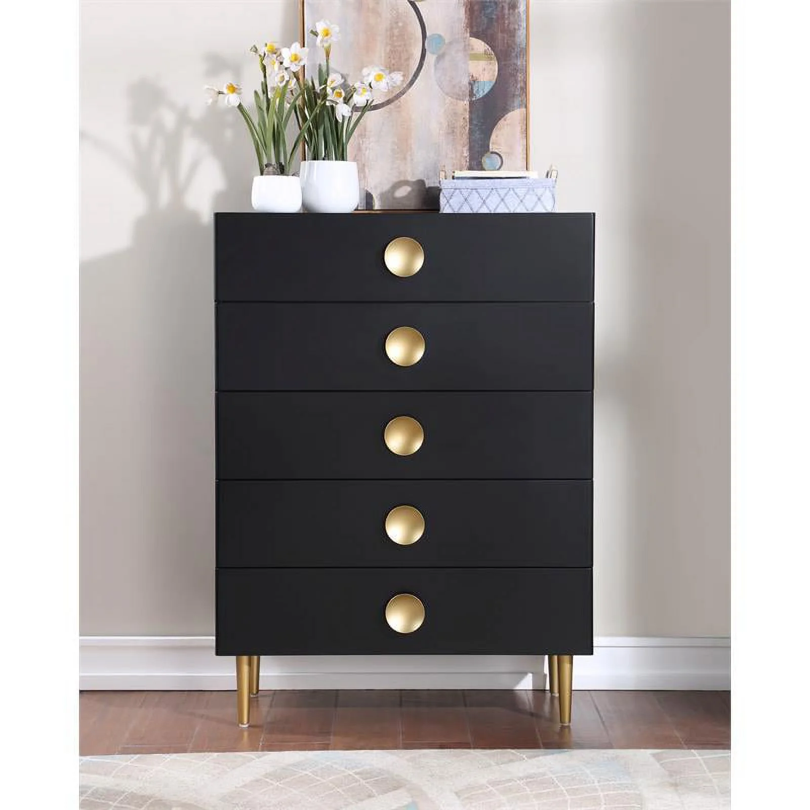 Meridian Furniture Zayne Contemporary Metal Chest in Rich Black Finish
