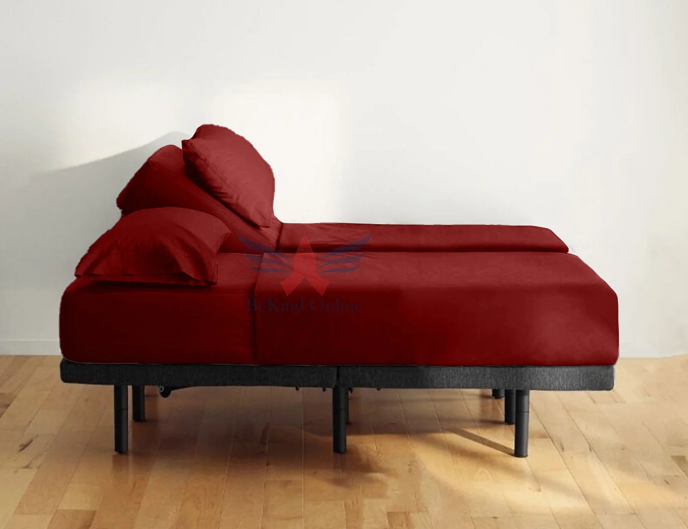 Split California King Sheets Sets for Adjustable Bed - 800-Thread-Count 100% Egyptian Cotton, Sateen Weave 30-Inch Extra Deep Pockets 800-TC Bedsheet - Burgundy