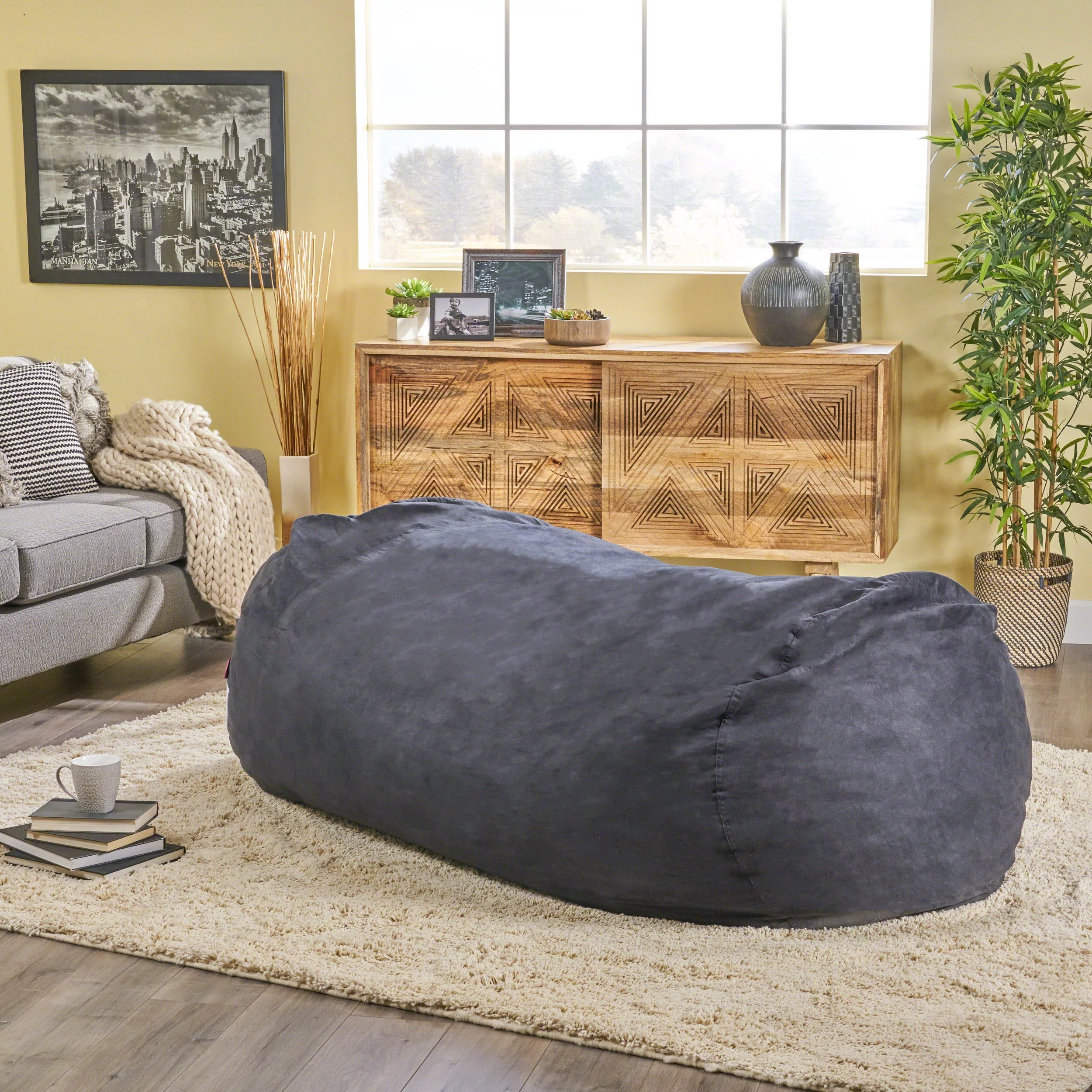 GDF Studio Stanfield Faux Suede 8 Foot Lounger Bean Bag