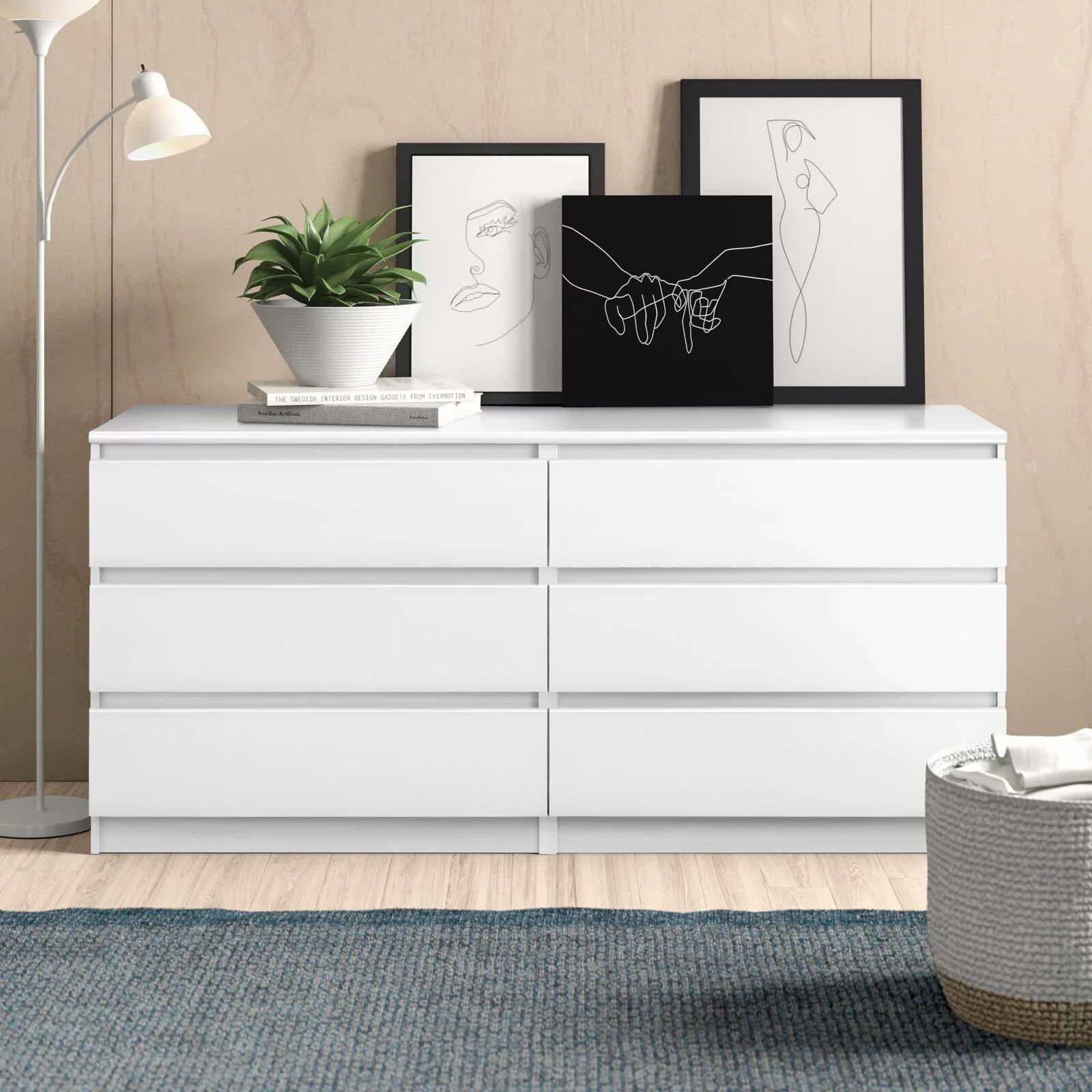 GIKPAL 6 Drawer Double Dresser for Bedroom Living Room Hallway,Black